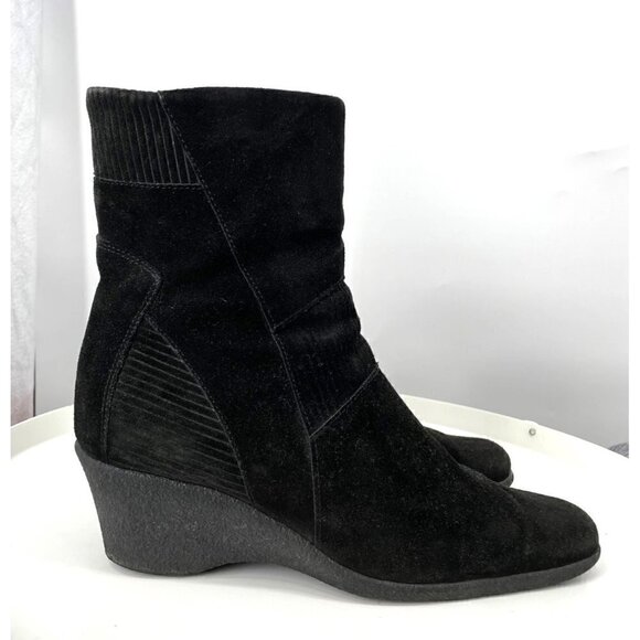 Aquatalia Waterproof Black Wedge Booties 10 - Picture 1 of 5